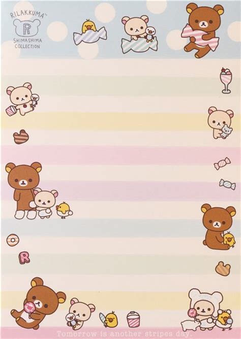 Rilakkuma Bear Shima Shima Everydaynote Pad Con Pegatinas 4 Cute
