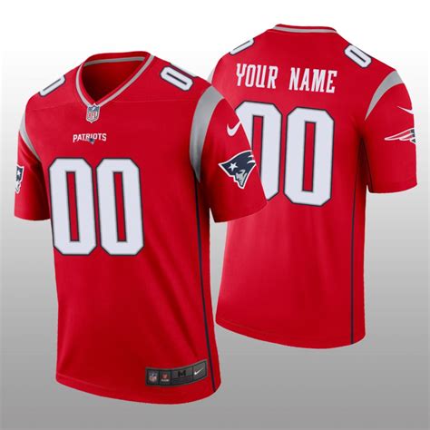 New England Patriots Custom Red Jersey Inverted Legend Mens