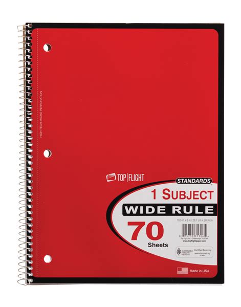 Top Flight 1 Subject Wide Rule Notebook 70 Sheets Hy Vee Aisles