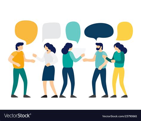 Group People Talk To Each Other With Speech Vector Image