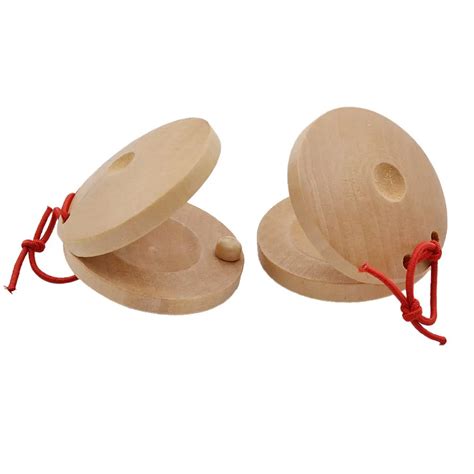 Wooden Castanets Round Finger Hand Clappers Musical Instrument De