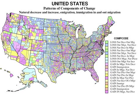 United States Map Patterns Of Components Of Population Change By