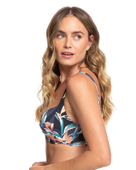 Roxy Womens Printed Beach Classics D Cup Underwired Bikini Top