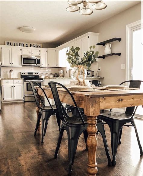 If purchasing a complete set, the cost to furnish a dining room will range from around $7,000 to $15,000. 36 Lovely Farmhouse Black Table And Chair Design Ideas For ...