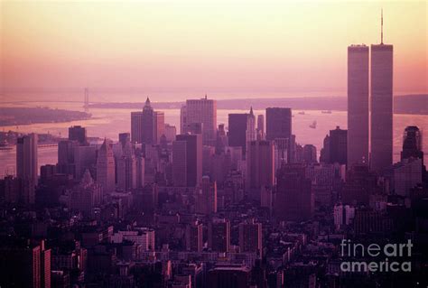 Foggy Cityscape At Sunset In Manhattan New York By Sami Sarkis