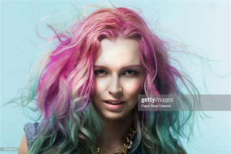 Portrait Of A Woman With Colorful Hair Dye High Res Stock Photo Getty