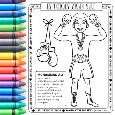 Muhammad Ali Coloring Page Digital Download New Africa Designs