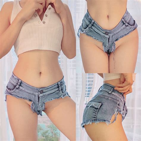 Lady Micro Denim Shorts Low Waist Hot Pants Ripped Mini Jeans Clubwear New Sexy EBay