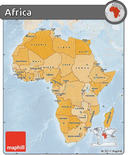 Free Political Shades Map Of Africa Lighten