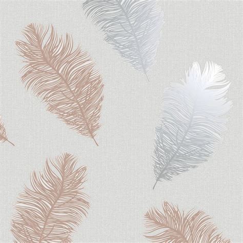 Astonia Feather Wallpaper Grey And Rose Gold Holden Decorating Centre