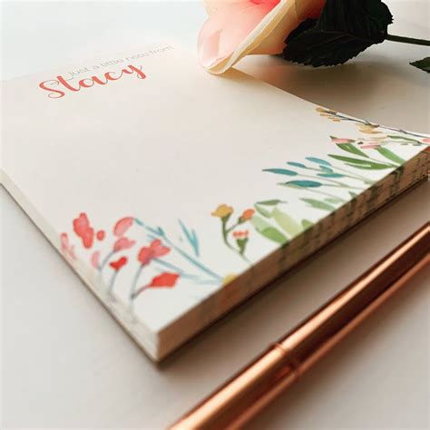 Personalized Notepad With Floral Print Fun Custom Notepads Etsy In