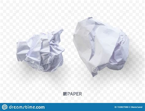 Crumpled Paper Ball Isolated On Transparent Background Vector