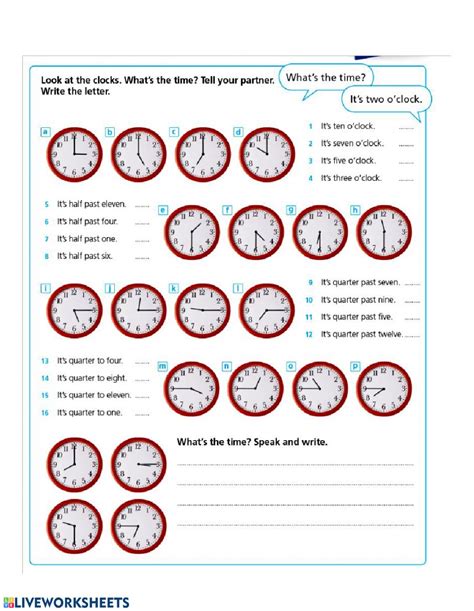 Telling The Time Interactive Worksheet