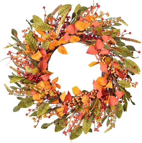 Lvydec Artificial Berry Wreath Autumn Decoration 18 Inch Fall Wreath