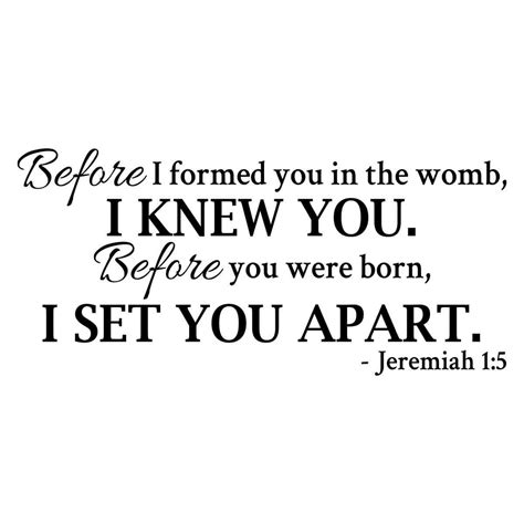 Before I Formed You In The Womb I Knew You Nursery Wall Decal Etsy
