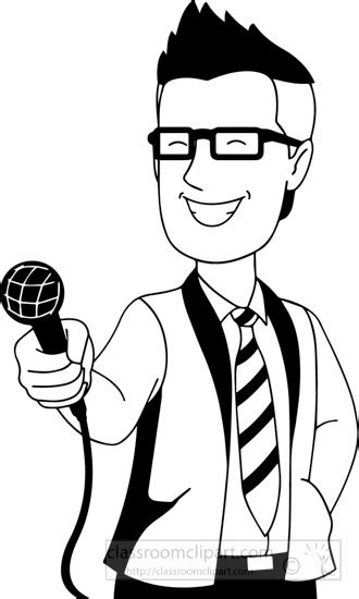 Occupations Black White Reporter Black White Clipart Classroom Clipart