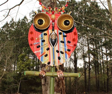 Owl Garden Art Upcycled Glass ware Garden Art. Garden | Etsy | Owl garden art, Whimsical garden ...
