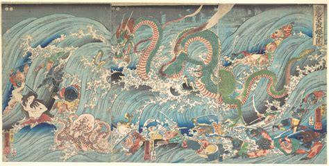 Utagawa Kuniyoshi Recovering The Stolen Jewel From The Palace Of The