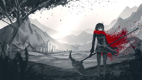 Desktop Wallpaper Ruby Rose Rwby Anime Girl Blood Hd Image Picture