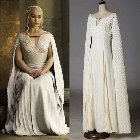 Game Of Thrones 5 Daenerys Targaryen Qarth White Dress Cosplay Costumes Long Dress Women Party