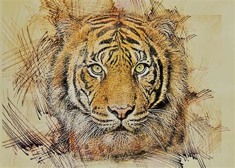 Tiger Head Painting By Artmarketjapan Pixels