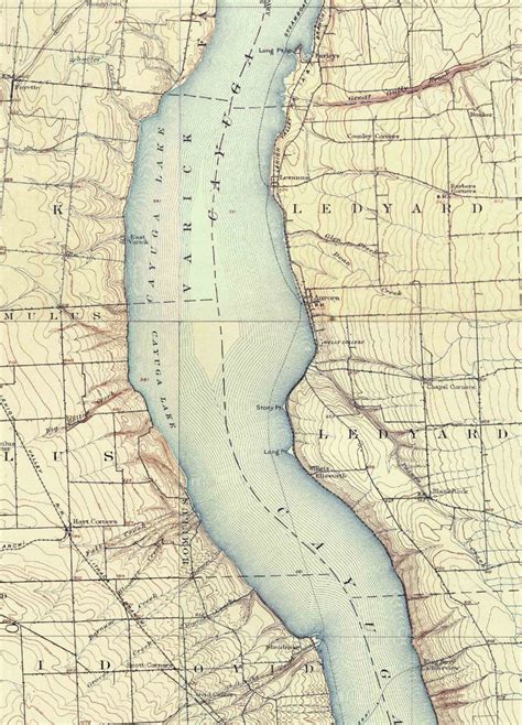 Cayuga Lake 1902 Usgs Old Topographic Map Custom Composite Etsy