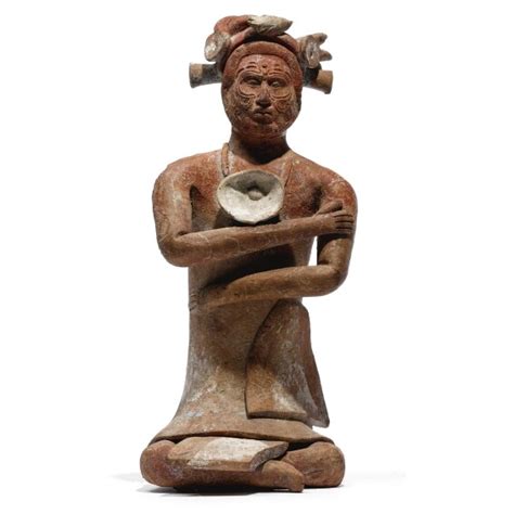 59 Maya Seated Figure Of A Dignitary Jaina Late Classic Ca Ad