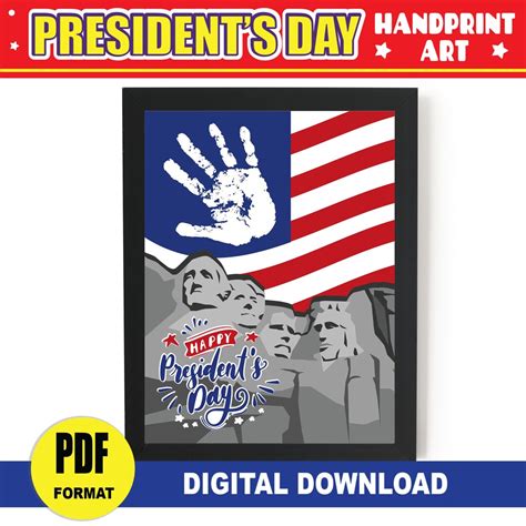 Presidents Day Handprint Art Mount Rushmore Crafts Printable Handprint