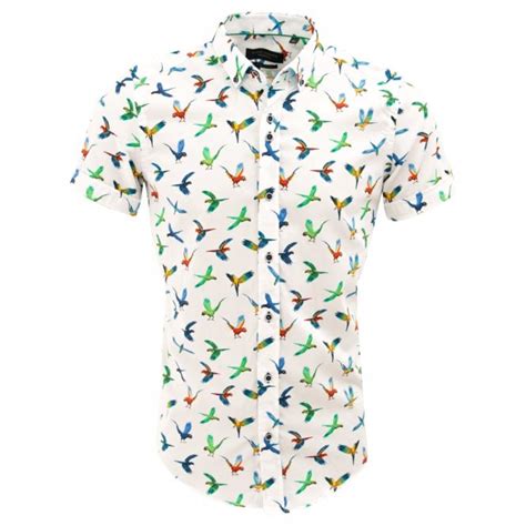 Guide London Parrot Print Short Sleeve Shirt Hs2299the Shirt Store