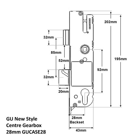 Gu New Style Gearbox For Multipoint Door Lock 28mm Backset 92 Pz Jcp