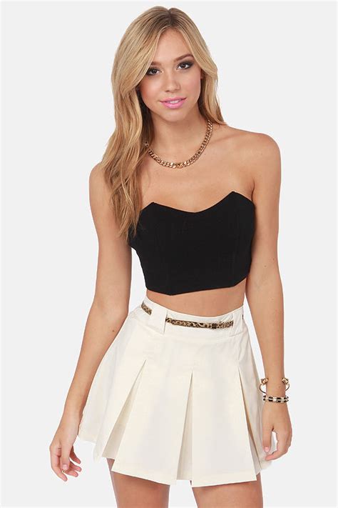Sexy Black Bustier Structured Top Crop Top Tube Top 2800