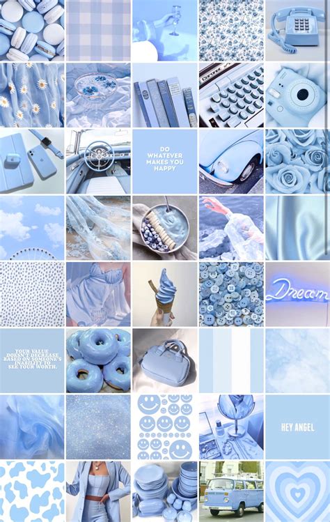 Elegance In Light Blue Aesthetic Wall Collage Bedroom Wall Collage My