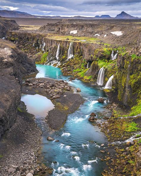 The Valley Of Waterfalls In The Central Highlands Of Iceland Is Easily
