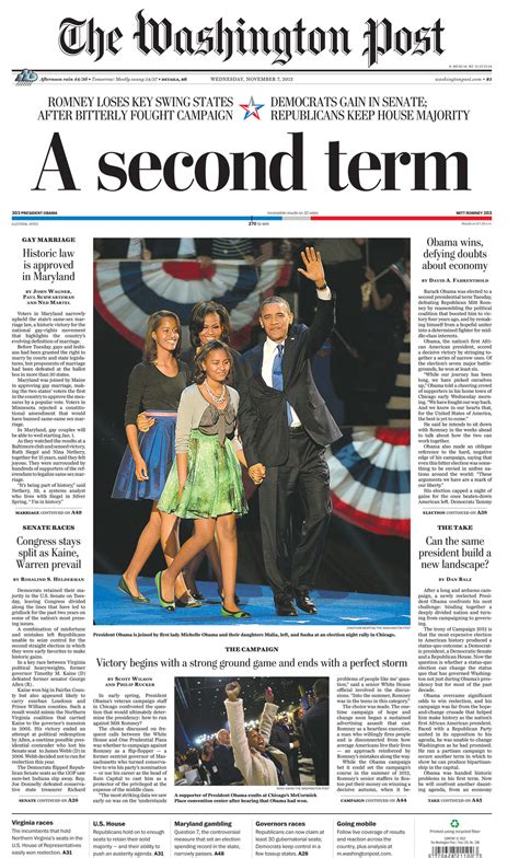 Newspaper Front Pages Feature Obamas Re Election
