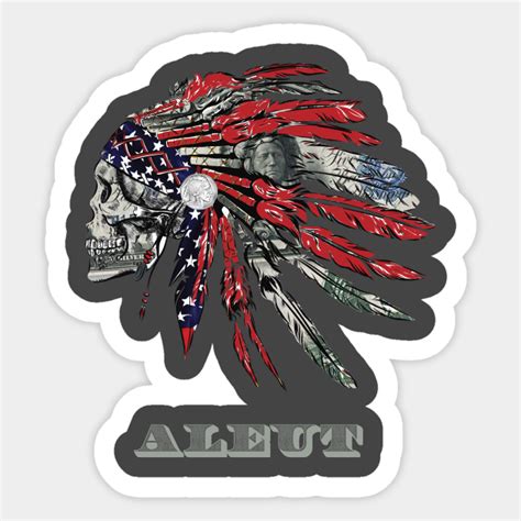 Aleut Native American Indian Flag Money Headress Aleut Sticker