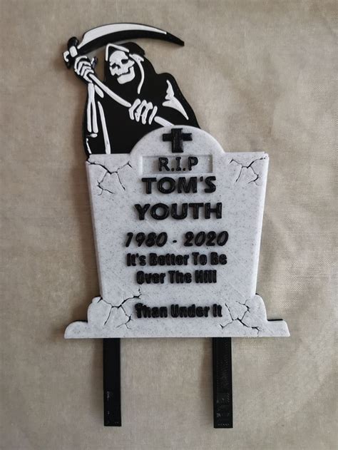 3d Printed Grim Reaper Tombstone Cake Topper Rip Youth Etsy Uk