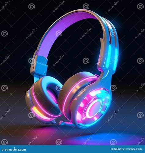 A Game Headphone Glowing With Neon Lights On Dark Background Generative