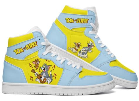 Tom And Jerry Lets Dance Primo 1 Custom Shoes Light Blue And Yellow