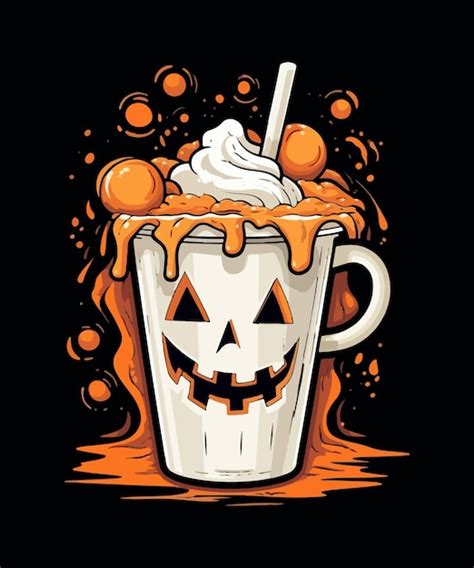 Premium Vector Cartoon Halloween Holiday Coffee Drink With Vector