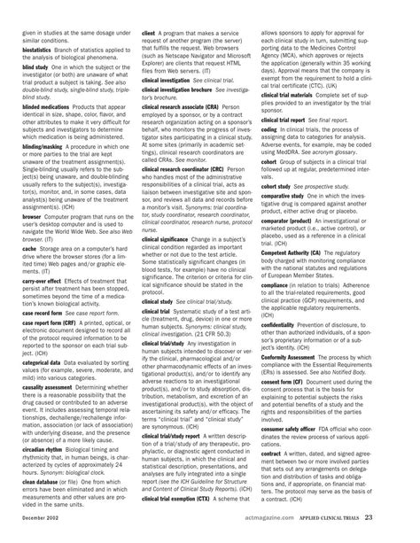 Glossary Of Terms Clinical Research