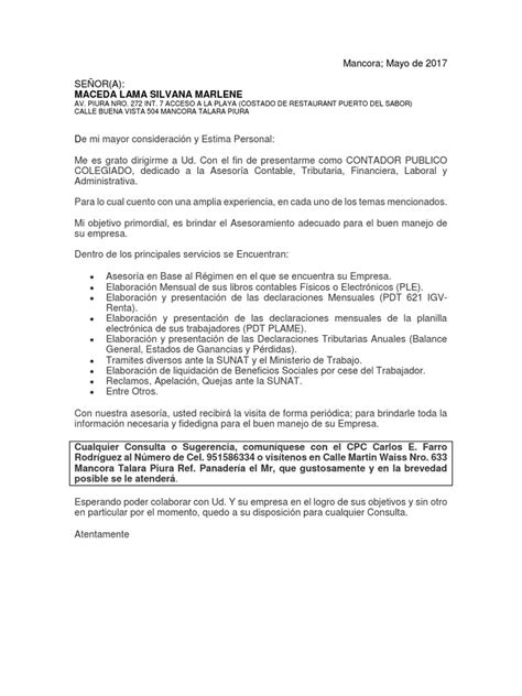 Carta De Presentacion Contador Contador Sociedad De Responsabilidad