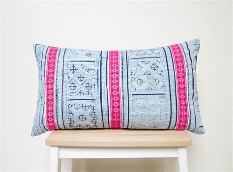 reserved-for-helen-indigo-batik-and-embroidered-hmong-textile-cushion-cover-12x20-with-images