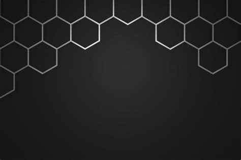 Abstract Silver Hexagon Pattern Frame On Dark Background With
