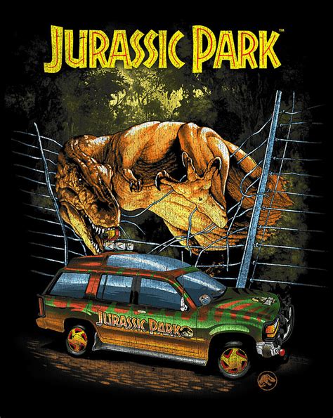 Jurassic Park Vintage Trex Break Out Graphic Png Digital Art By Minh