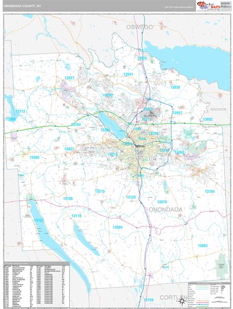 Onondaga County Ny Wall Map Premium Style By Marketmaps Mapsales