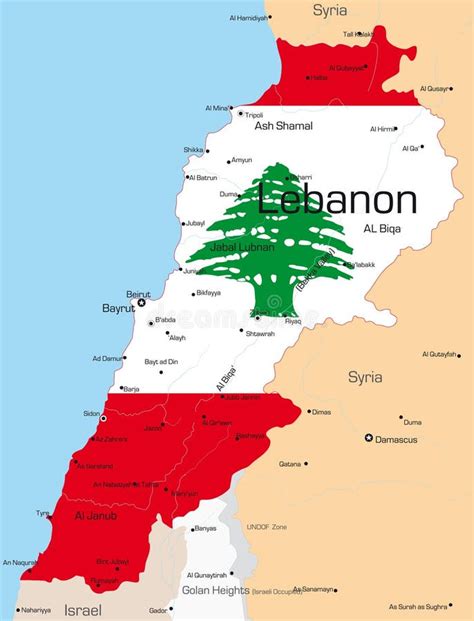 Carte Détaillée Modifiable Du Pays Du Liban Illustration De Vecteur