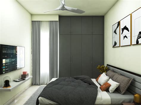 Space Saving Compact Master Bedroom In Classic Design Livspace
