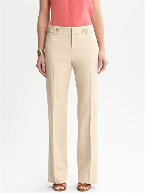 Banana Republic Jackson Fit Linen Cotton Button Tab Trouser In Khaki Lyst