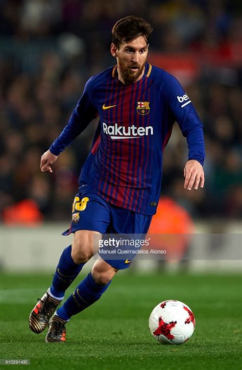Lionel Messi Of Barcelona Runs With The Ball During The Spanish Copa