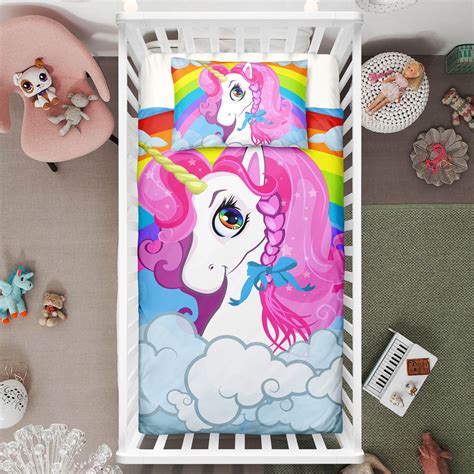Colorful Rainbow Unicorn Crib Bedding Set Unicorn Nursery Baby